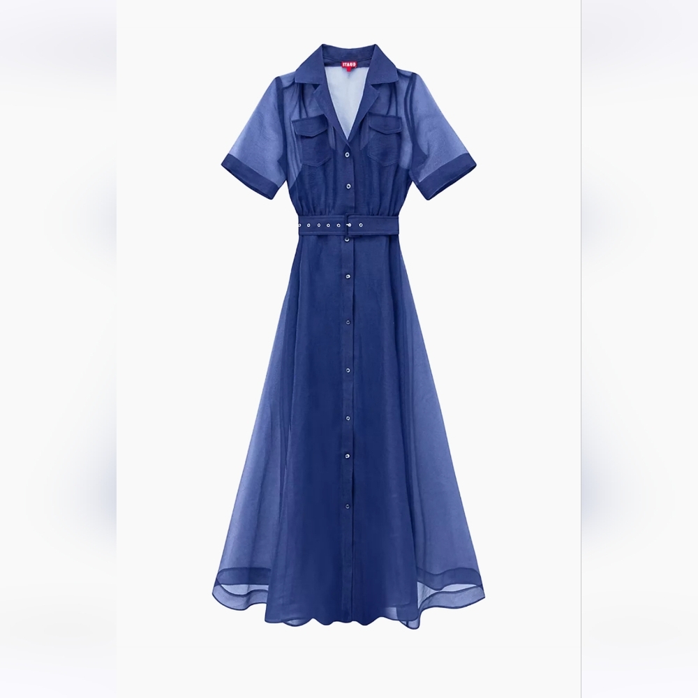 STAUD Blue Millie Organza Dress Size 6